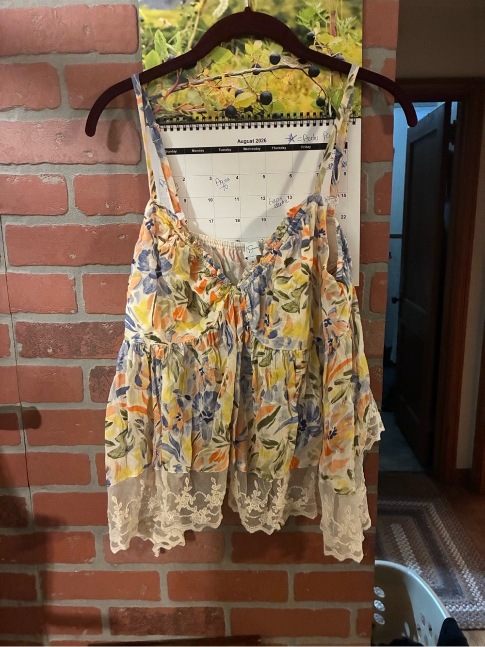 Jessica Simpson Floral Lace-Trim Camisole - White, Blue, Orange, Yellow, Green